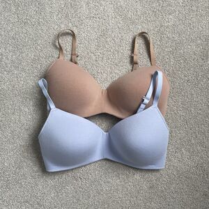 Arizona Body Wire Free Bra Lot of 2 Nude Light Blue Supportive Size 36C